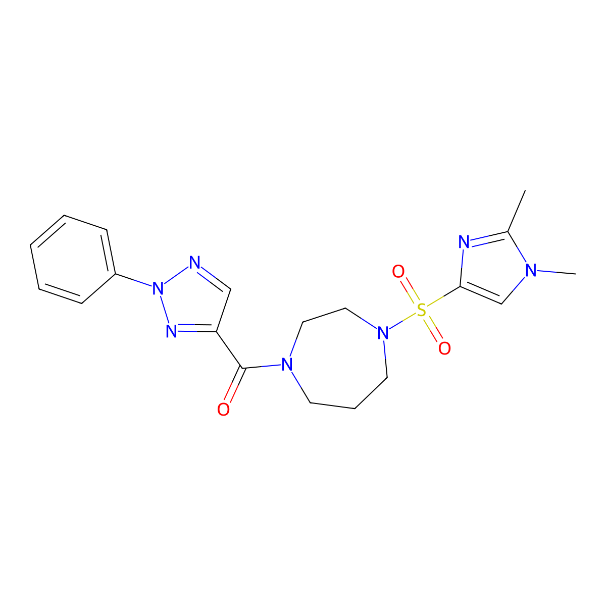 (4-((1,2-dimethyl-1H-imidazol-4-yl)sulfonyl)-1,4-diazepan-1-yl)(2-phenyl-2H-1,2,3-triazol-4-yl)methanone molecular structure, CAS 1903348-29-7