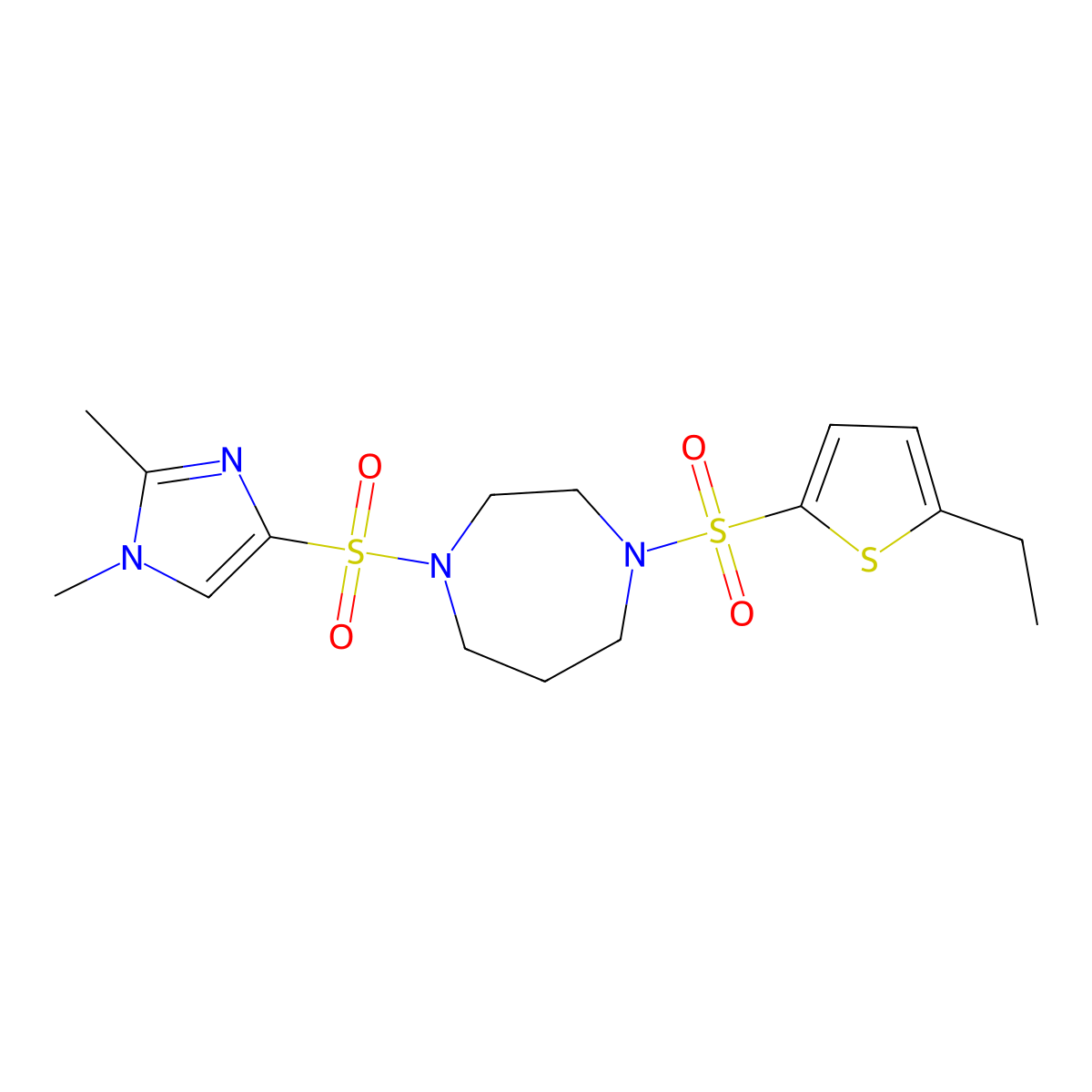 1-[(1,2-dimethyl-1H-imidazol-4-yl)sulfonyl]-4-[(5-ethylthiophen-2-yl)sulfonyl]-1,4-diazepane molecular structure, CAS 1903349-23-4