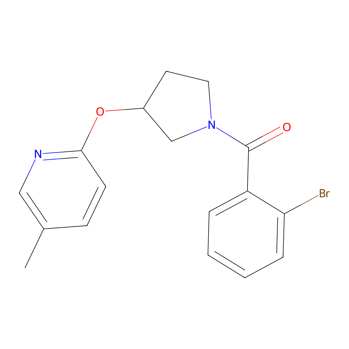 (2-Bromophenyl)(3-((5-methylpyridin-2-yl)oxy)pyrrolidin-1-yl)methanone molecular structure, CAS 1903349-64-3
