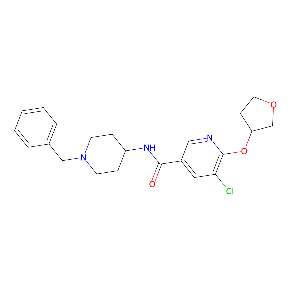 N-(1-benzylpiperidin-4-yl)-5-chloro-6-((tetrahydrofuran-3-yl)oxy)nicotinamide molecular structure, CAS 1903349-80-3