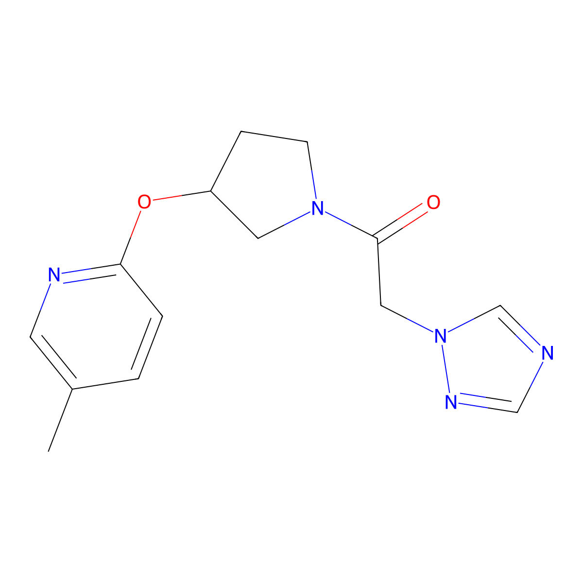 1-(3-((5-methylpyridin-2-yl)oxy)pyrrolidin-1-yl)-2-(1H-1,2,4-triazol-1-yl)ethanone molecular structure, CAS 1903350-44-6