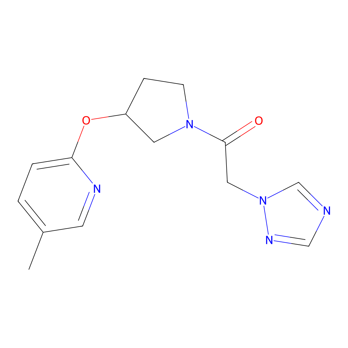 1-(3-((5-methylpyridin-2-yl)oxy)pyrrolidin-1-yl)-2-(1H-1,2,4-triazol-1-yl)ethanone molecular structure, CAS 1903350-44-6