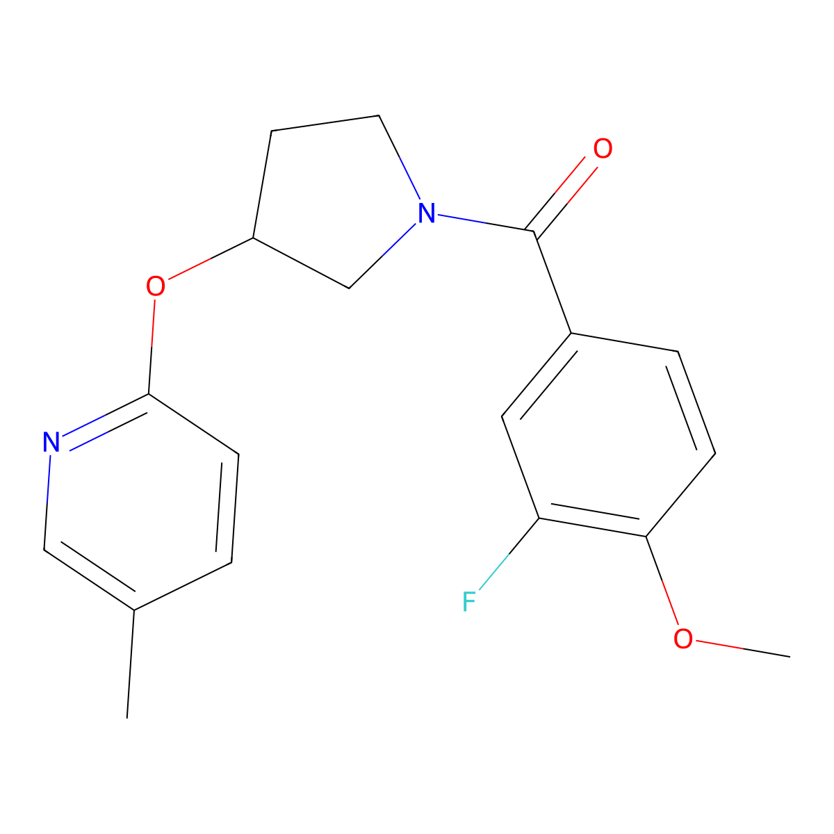 (3-Fluoro-4-methoxyphenyl)(3-((5-methylpyridin-2-yl)oxy)pyrrolidin-1-yl)methanone molecular structure, CAS 1903350-49-1