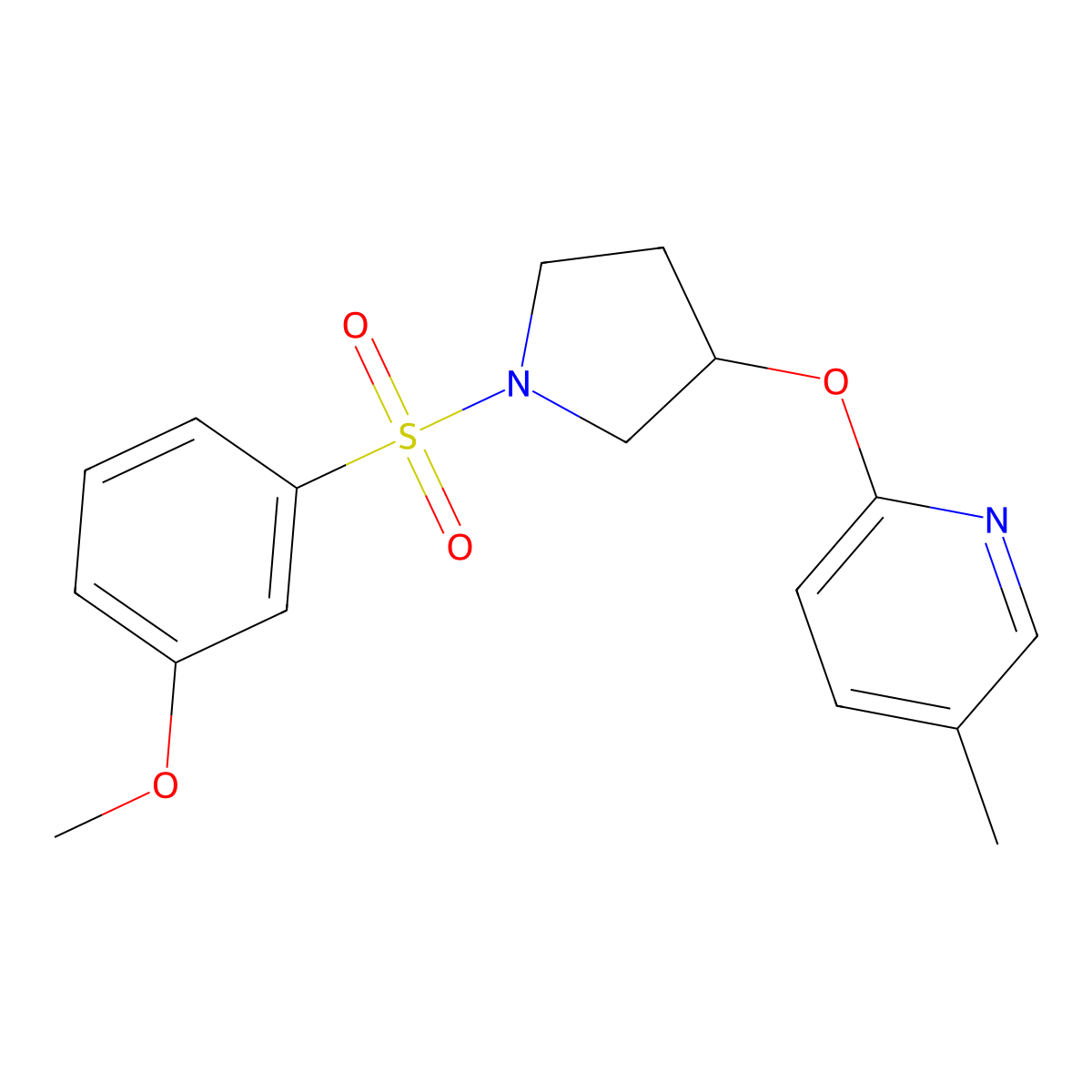 2-((1-((3-Methoxyphenyl)sulfonyl)pyrrolidin-3-yl)oxy)-5-methylpyridine molecular structure, CAS 1903350-91-3