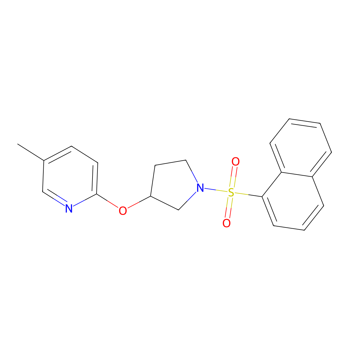 5-Methyl-2-((1-(naphthalen-1-ylsulfonyl)pyrrolidin-3-yl)oxy)pyridine molecular structure, CAS 1903351-29-0