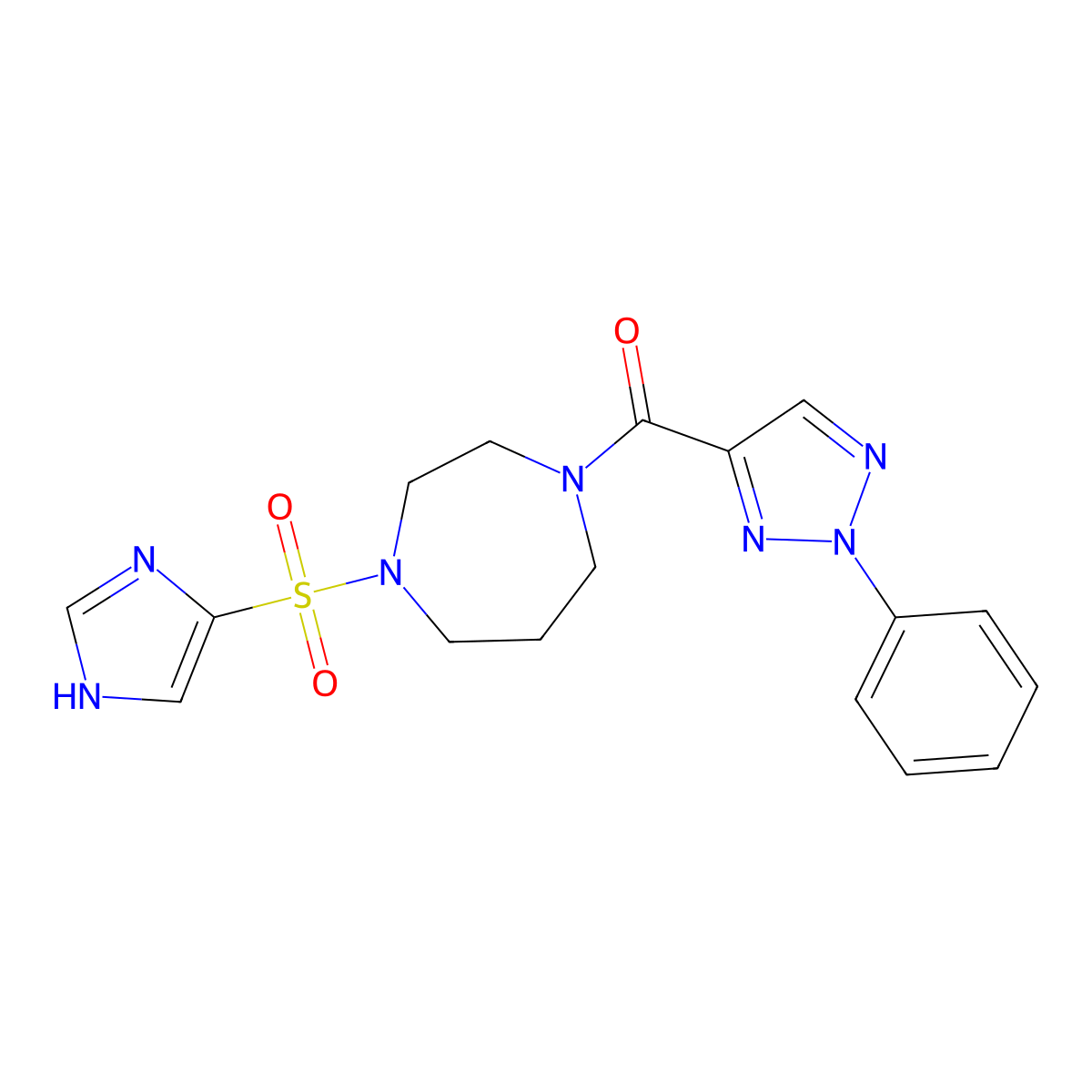 (4-((1H-imidazol-4-yl)sulfonyl)-1,4-diazepan-1-yl)(2-phenyl-2H-1,2,3-triazol-4-yl)methanone molecular structure, CAS 1903351-46-1