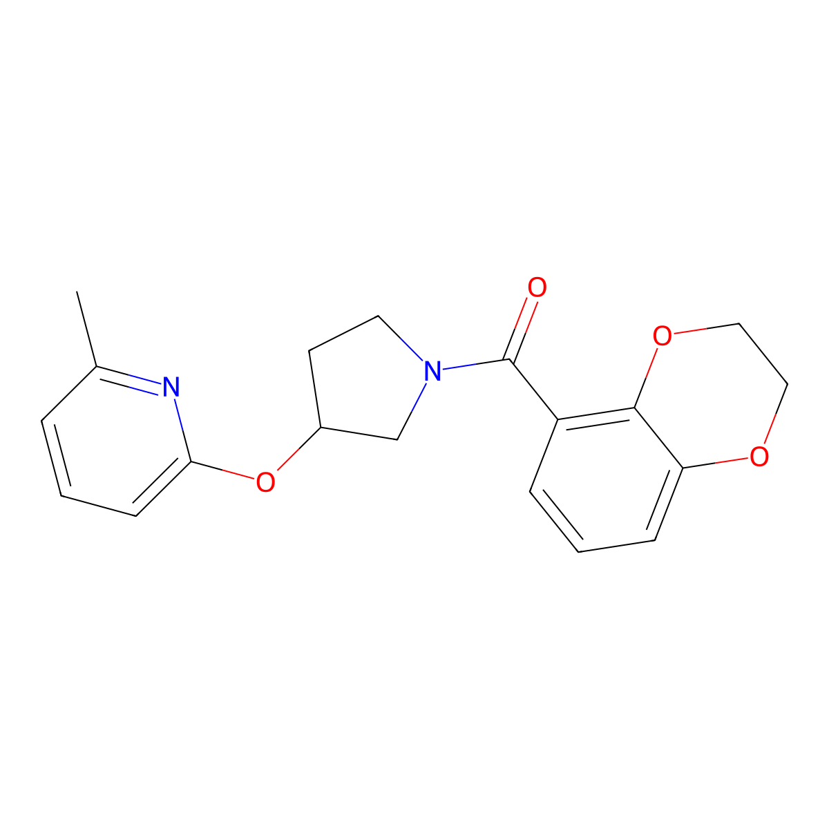 (2,3-Dihydrobenzo[b][1,4]dioxin-5-yl)(3-((6-methylpyridin-2-yl)oxy)pyrrolidin-1-yl)methanone molecular structure, CAS 1903355-71-4