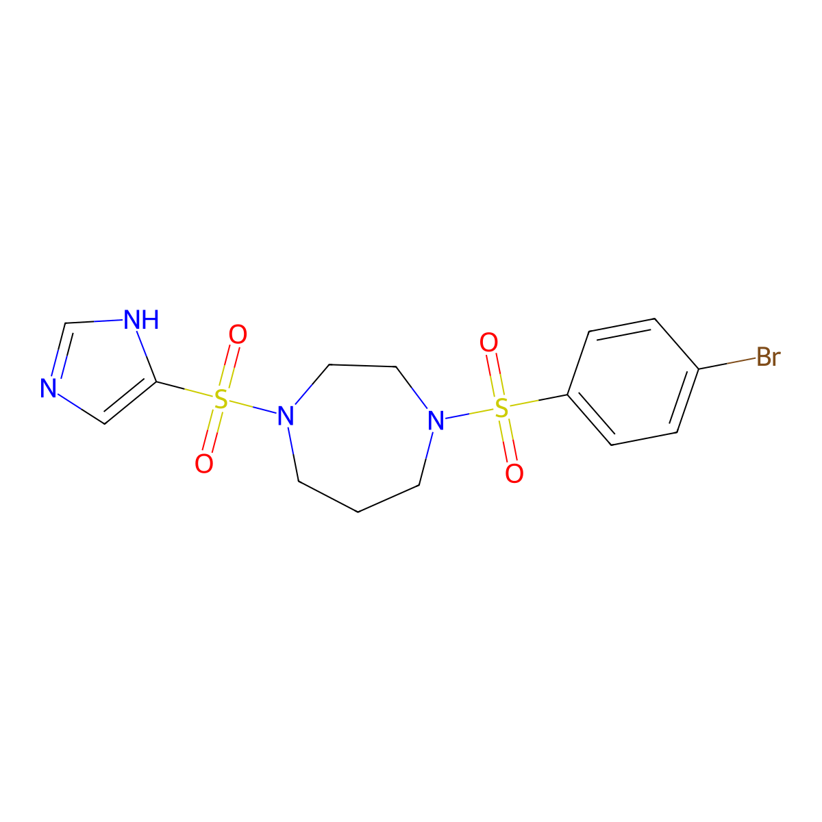 1-((1H-imidazol-4-yl)sulfonyl)-4-((4-bromophenyl)sulfonyl)-1,4-diazepane molecular structure, CAS 1903359-17-0
