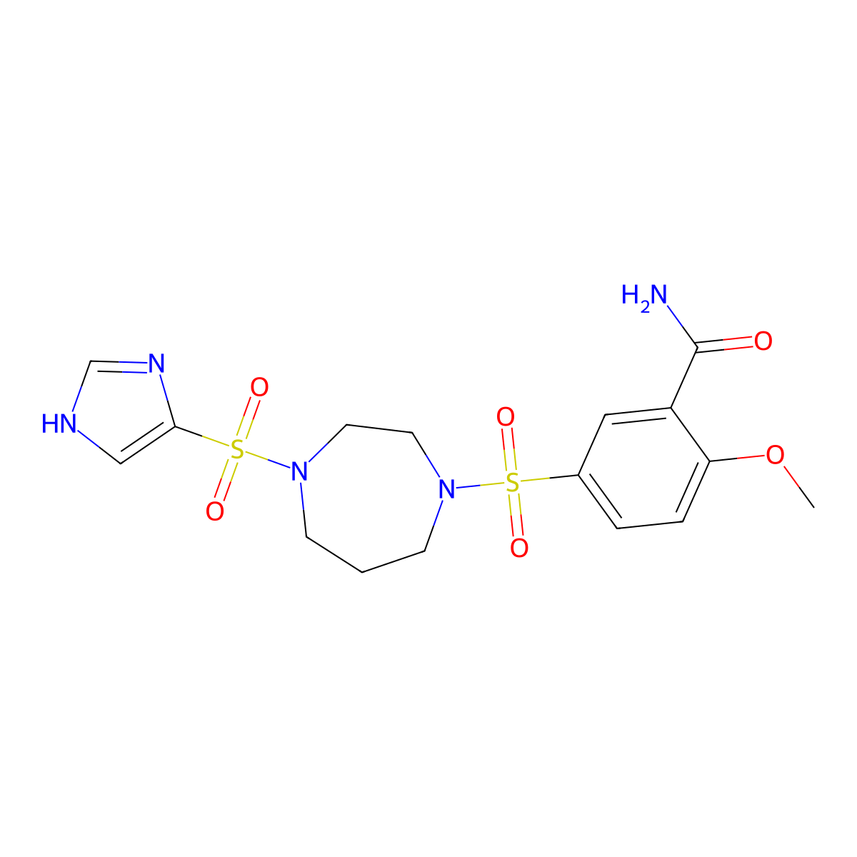 5-((4-((1H-imidazol-4-yl)sulfonyl)-1,4-diazepan-1-yl)sulfonyl)-2-methoxybenzamide molecular structure, CAS 1903359-59-0