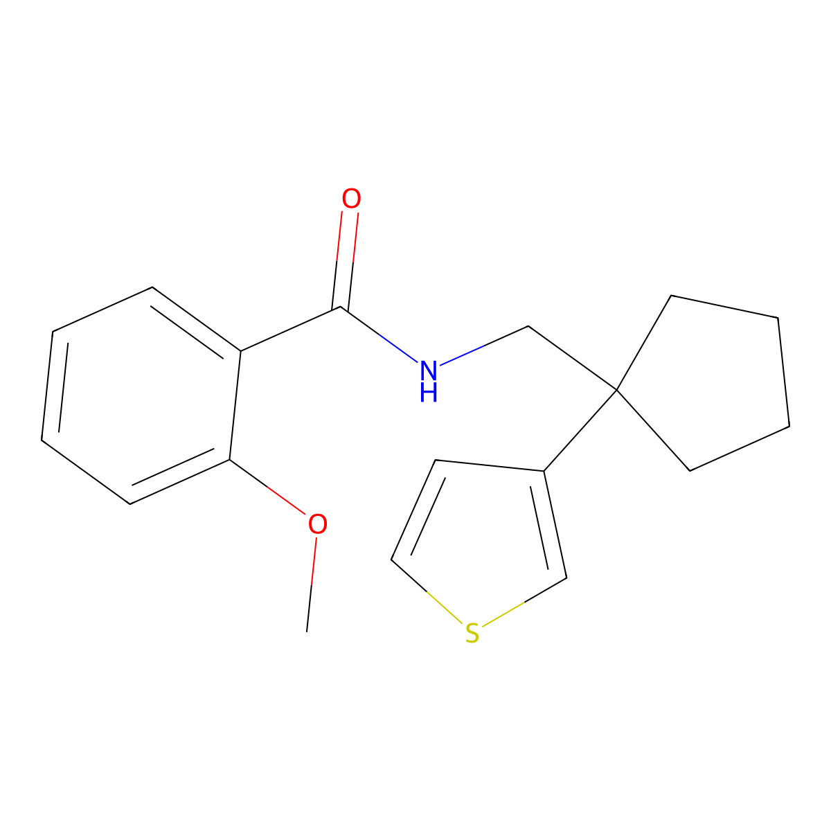 2-methoxy-N-((1-(thiophen-3-yl)cyclopentyl)methyl)benzamide molecular structure, CAS 1903364-99-7