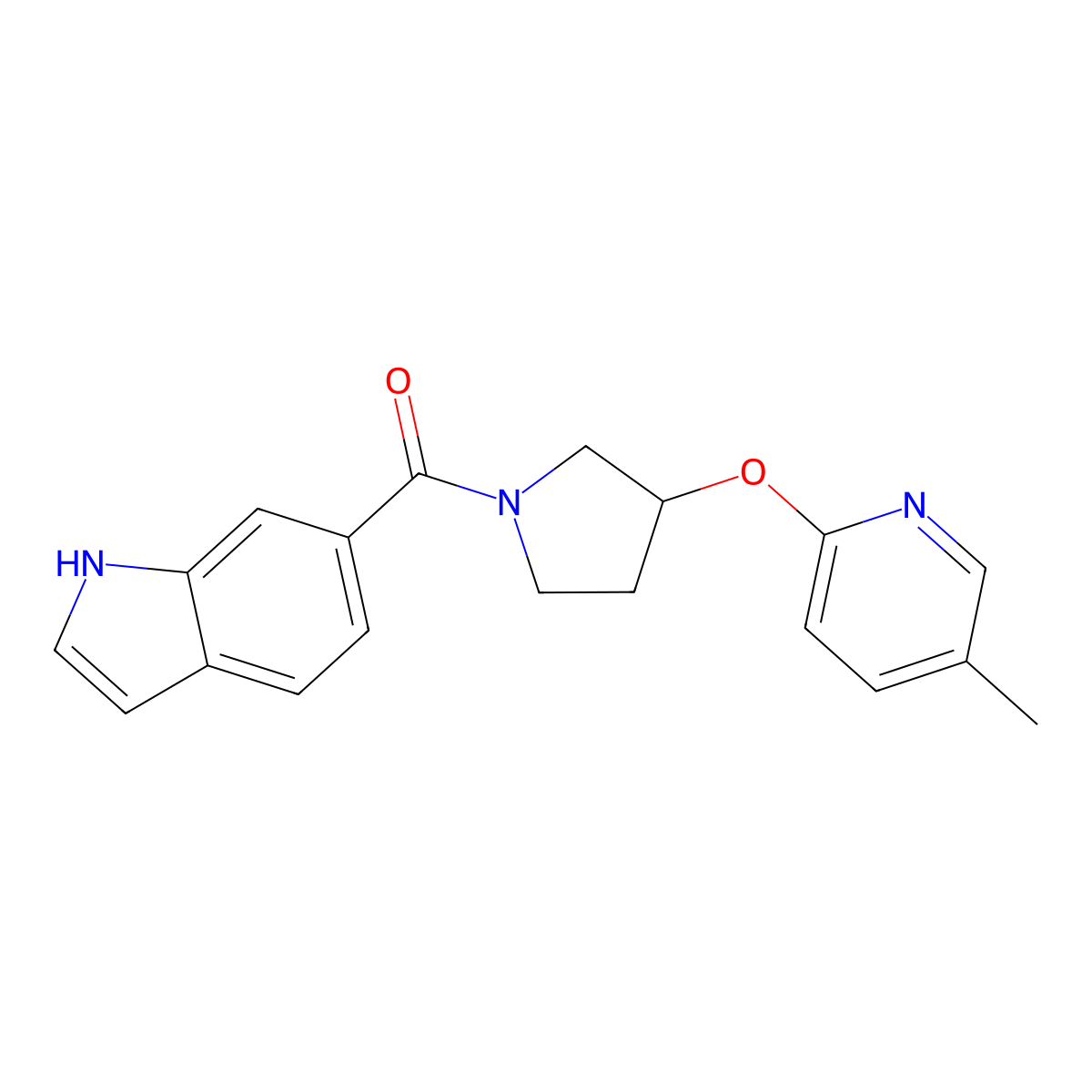 (1H-indol-6-yl)(3-((5-methylpyridin-2-yl)oxy)pyrrolidin-1-yl)methanone molecular structure, CAS 1903365-12-7
