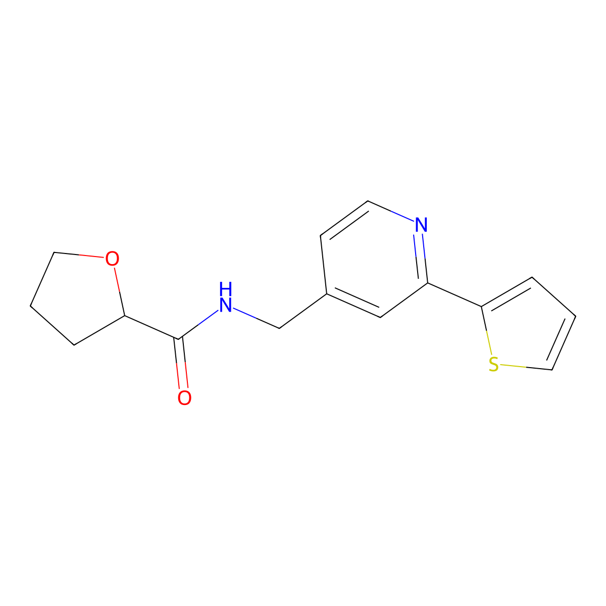 N-((2-(thiophen-2-yl)pyridin-4-yl)methyl)tetrahydrofuran-2-carboxamide molecular structure, CAS 1903368-26-2