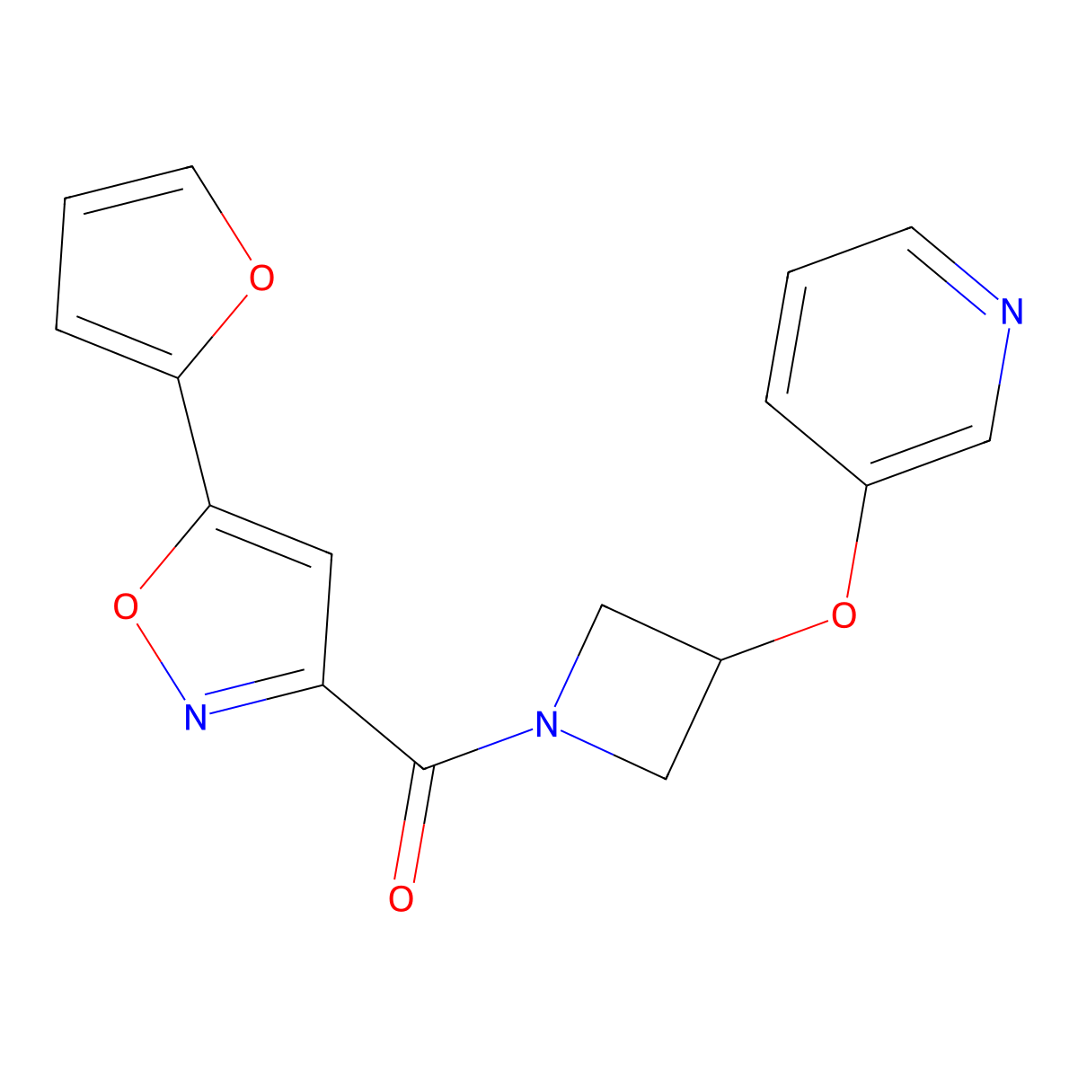 (5-(Furan-2-yl)isoxazol-3-yl)(3-(pyridin-3-yloxy)azetidin-1-yl)methanone molecular structure, CAS 1903368-70-6