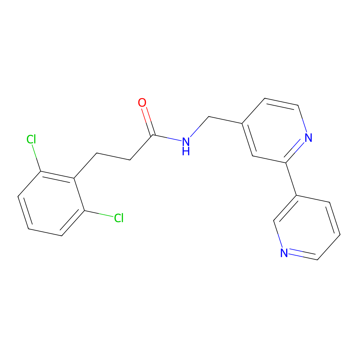 N-({[2,3'-bipyridine]-4-yl}methyl)-3-(2,6-dichlorophenyl)propanamide molecular structure, CAS 1903372-52-0