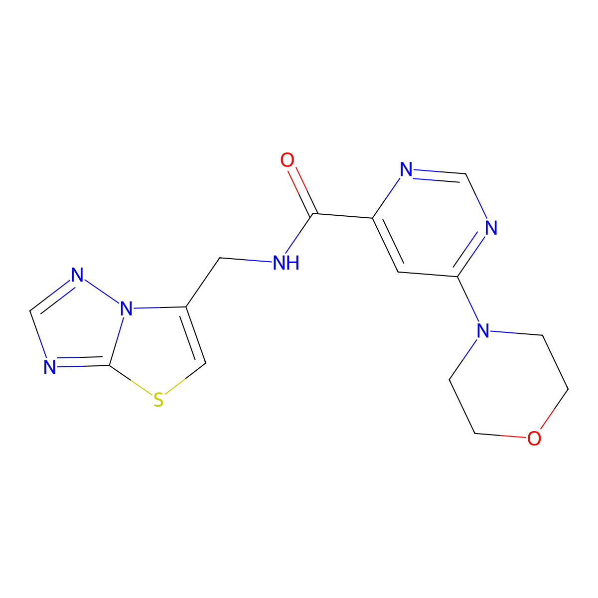 6-morpholino-N-(thiazolo[3,2-b][1,2,4]triazol-6-ylmethyl)pyrimidine-4-carboxamide molecular structure, CAS 1903381-79-2