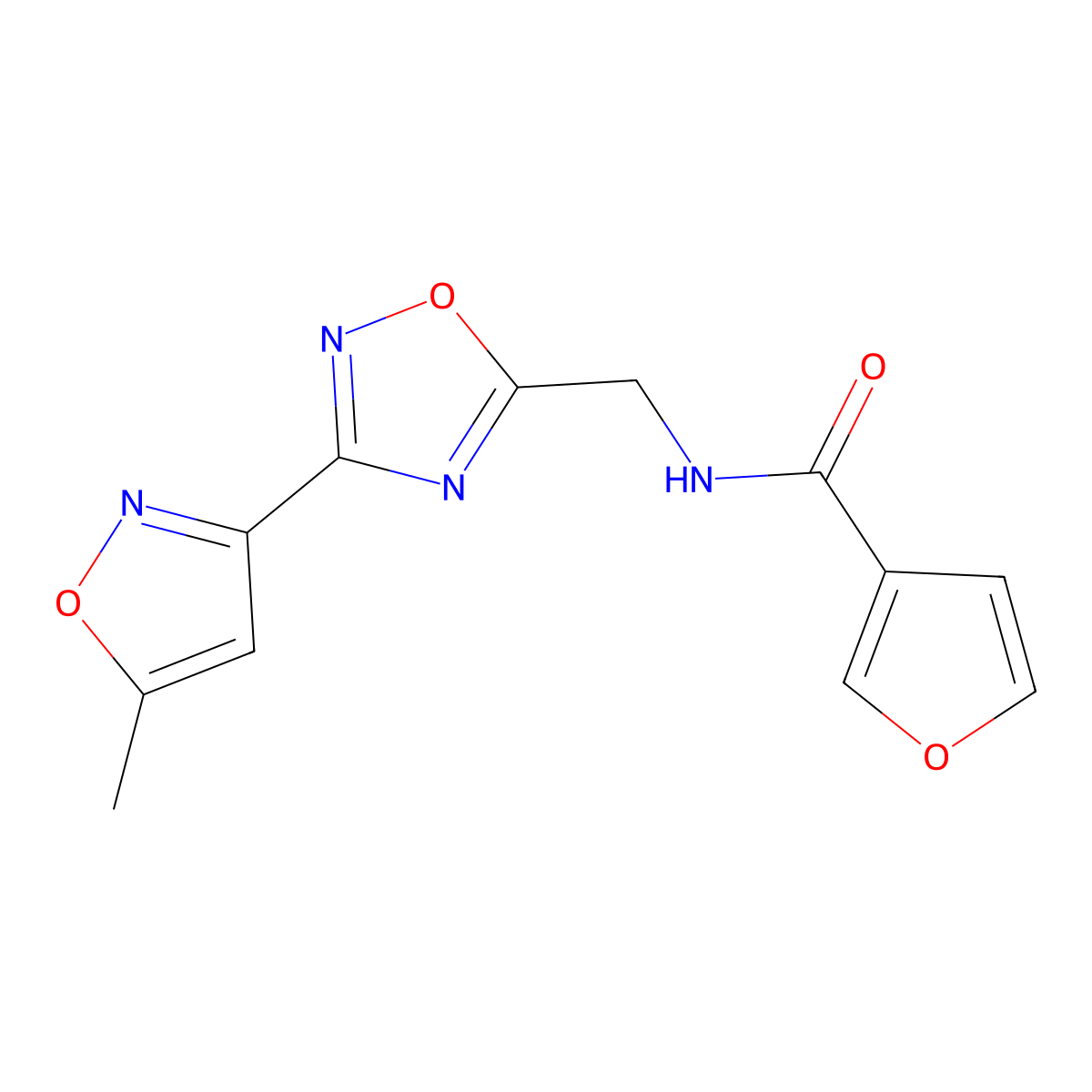N-((3-(5-methylisoxazol-3-yl)-1,2,4-oxadiazol-5-yl)methyl)furan-3-carboxamide molecular structure, CAS 1903383-35-6