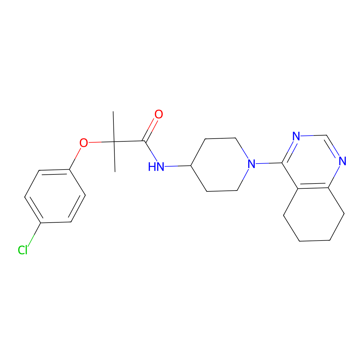 2-(4-chlorophenoxy)-2-methyl-N-[1-(5,6,7,8-tetrahydroquinazolin-4-yl)piperidin-4-yl]propanamide molecular structure, CAS 1903383-48-1
