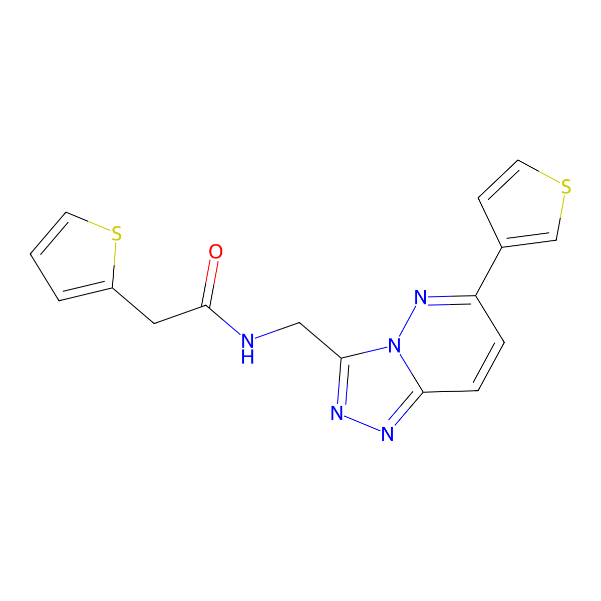 2-(thiophen-2-yl)-N-{[6-(thiophen-3-yl)-[1,2,4]triazolo[4,3-b]pyridazin-3-yl]methyl}acetamide molecular structure, CAS 1903385-47-6