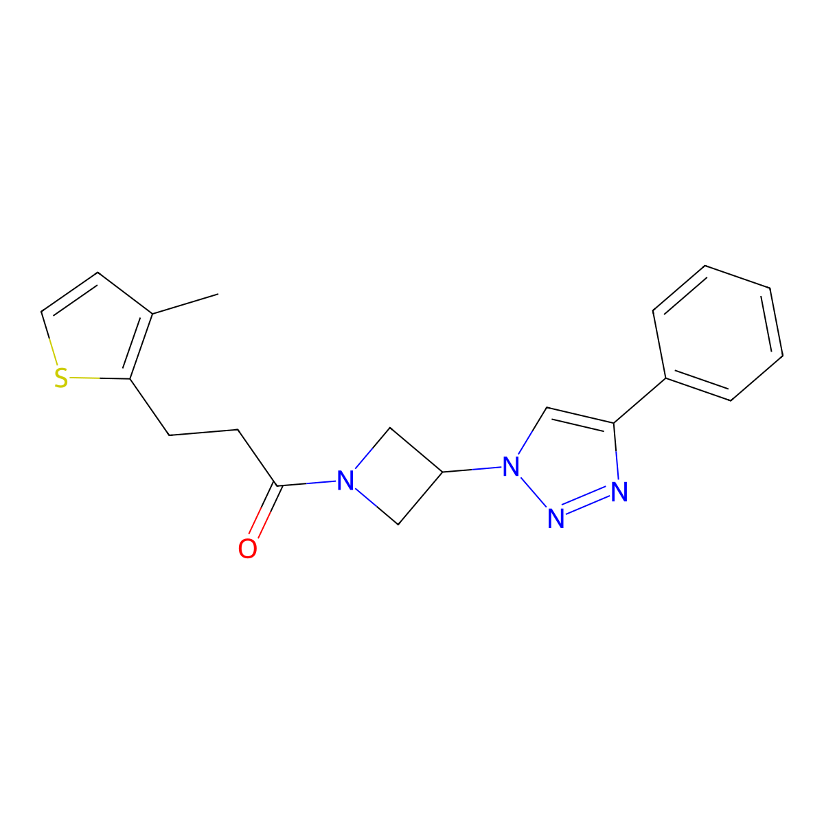 3-(3-methylthiophen-2-yl)-1-(3-(4-phenyl-1H-1,2,3-triazol-1-yl)azetidin-1-yl)propan-1-one molecular structure, CAS 1903385-78-3