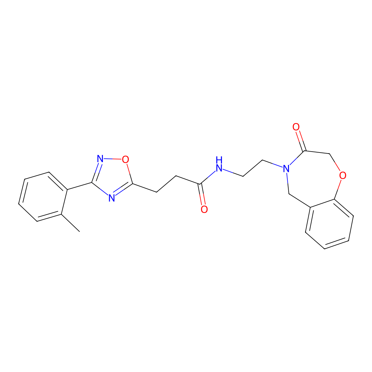 N-(2-(3-oxo-2,3-dihydrobenzo[f][1,4]oxazepin-4(5H)-yl)ethyl)-3-(3-(o-tolyl)-1,2,4-oxadiazol-5-yl)propanamide molecular structure, CAS 1903386-28-6