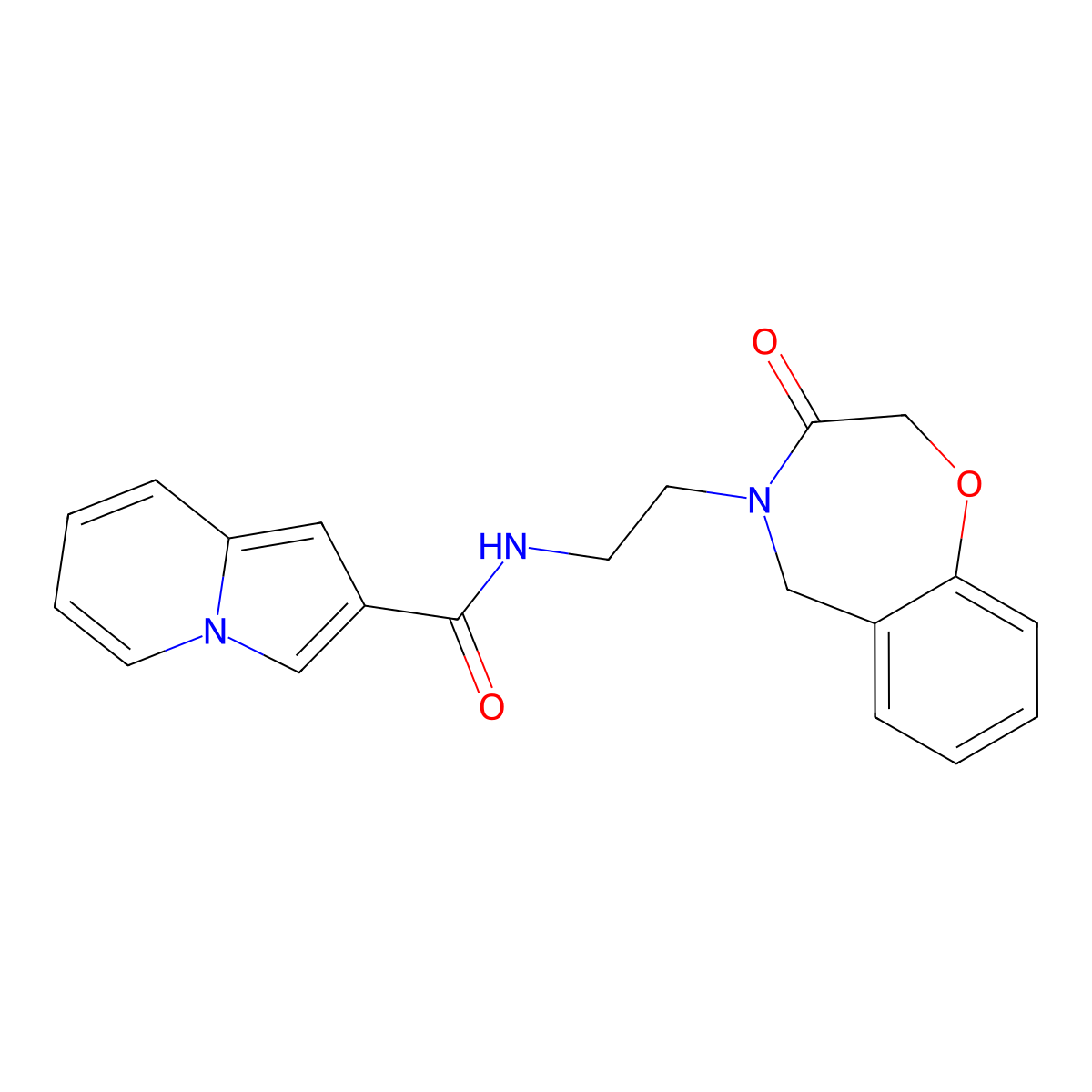 N-(2-(3-oxo-2,3-dihydrobenzo[f][1,4]oxazepin-4(5H)-yl)ethyl)indolizine-2-carboxamide molecular structure, CAS 1903386-34-4