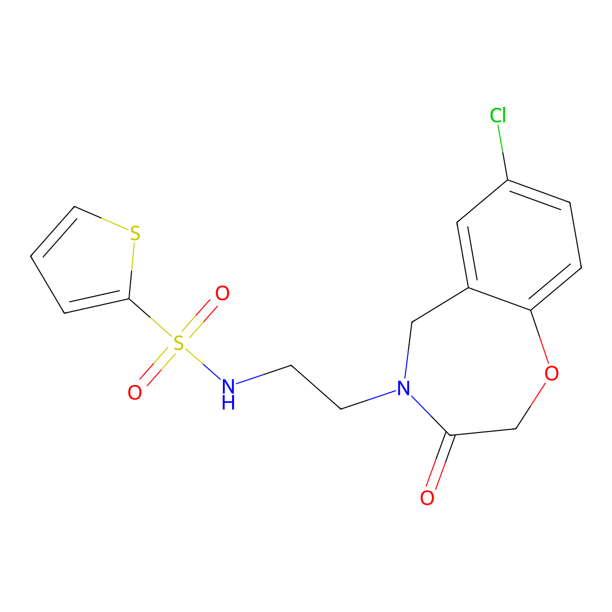 N-(2-(7-chloro-3-oxo-2,3-dihydrobenzo[f][1,4]oxazepin-4(5H)-yl)ethyl)thiophene-2-sulfonamide molecular structure, CAS 1903386-56-0