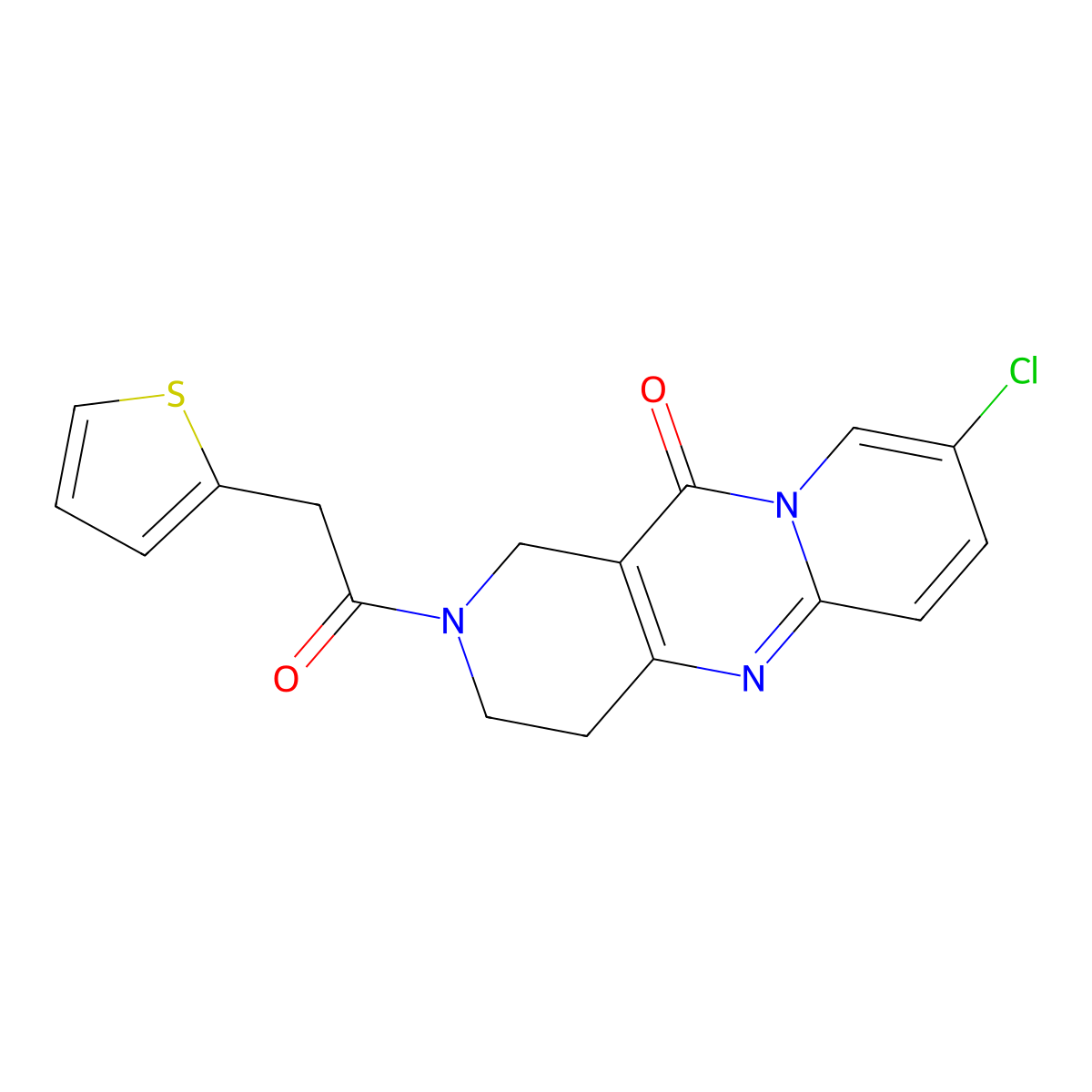 13-Chloro-5-[2-(thiophen-2-yl)acetyl]-1,5,9-triazatricyclo[8.4.0.0^{3,8}]tetradeca-3(8),9,11,13-tetraen-2-one molecular structure, CAS 1903387-81-4
