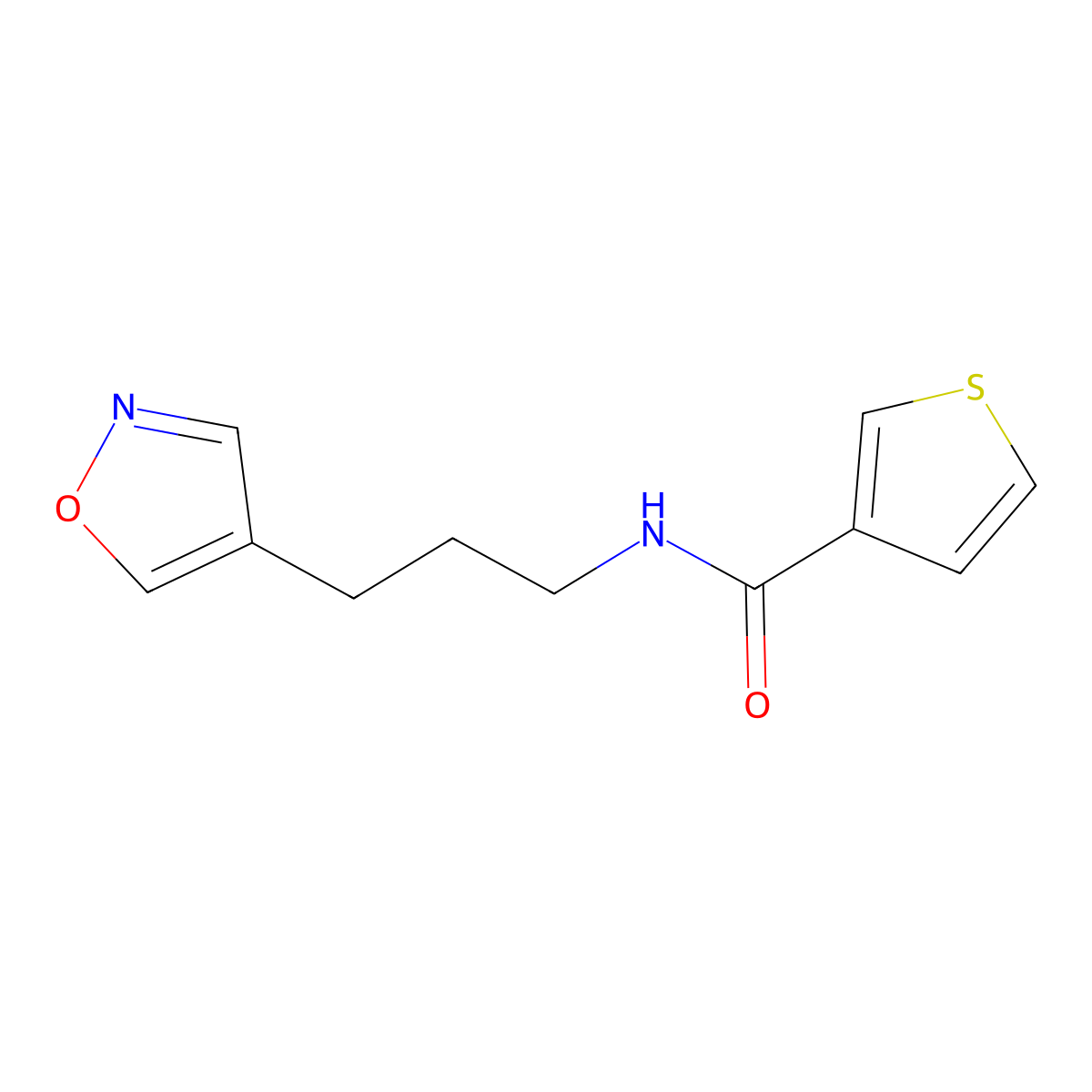 N-(3-(isoxazol-4-yl)propyl)thiophene-3-carboxamide molecular structure, CAS 1903393-20-3