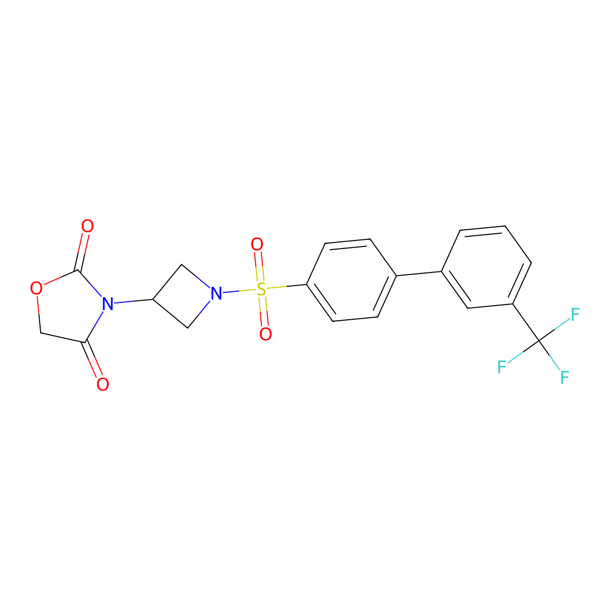3-(1-((3'-(Trifluoromethyl)-[1,1'-biphenyl]-4-yl)sulfonyl)azetidin-3-yl)oxazolidine-2,4-dione molecular structure, CAS 1903396-49-5