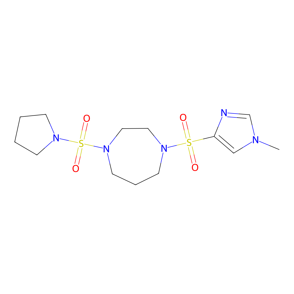 1-((1-methyl-1H-imidazol-4-yl)sulfonyl)-4-(pyrrolidin-1-ylsulfonyl)-1,4-diazepane molecular structure, CAS 1903397-96-5