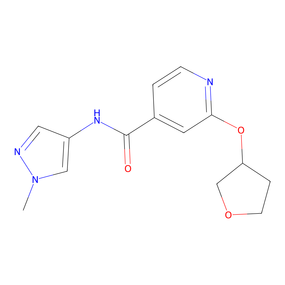 N-(1-methyl-1H-pyrazol-4-yl)-2-((tetrahydrofuran-3-yl)oxy)isonicotinamide molecular structure, CAS 1903399-77-8