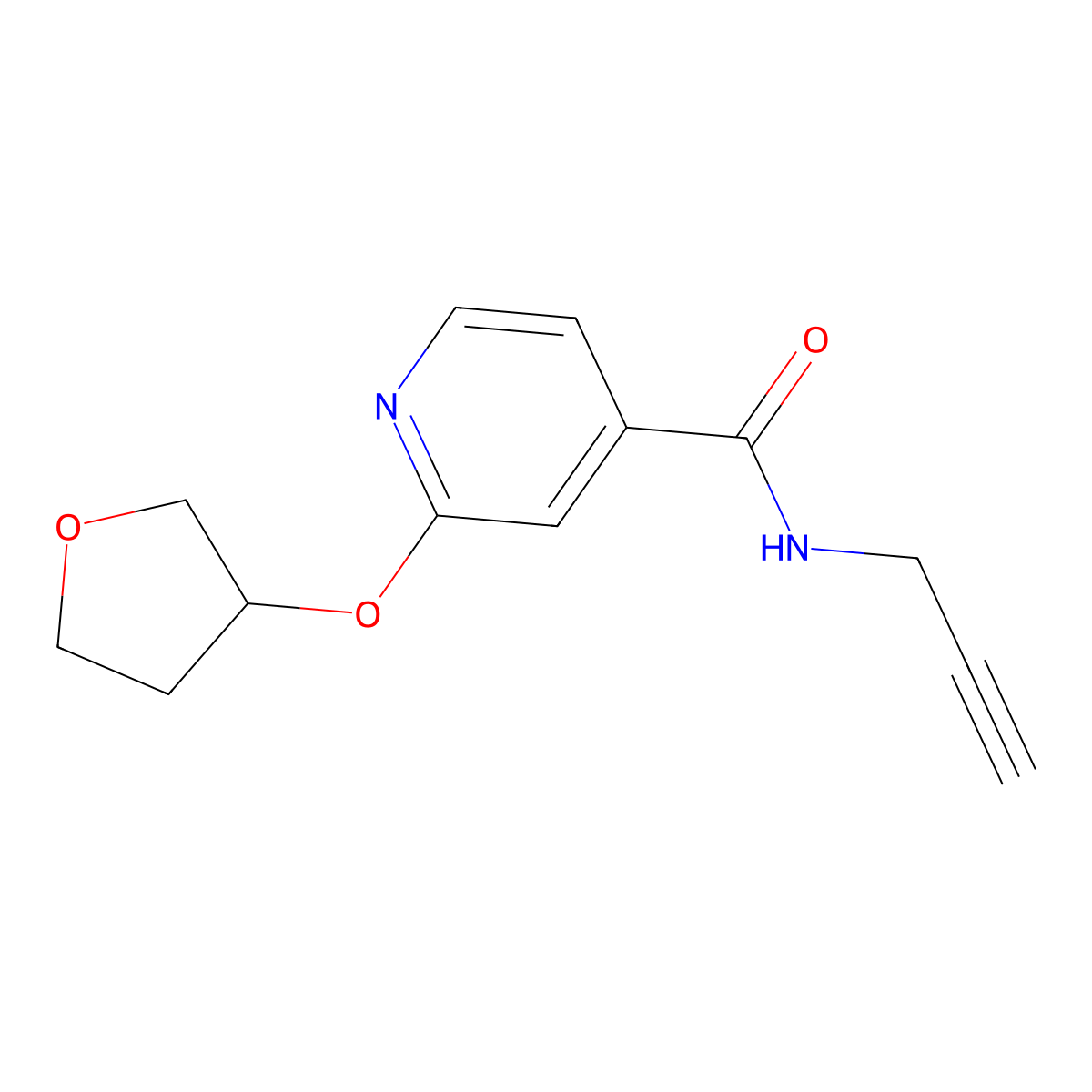 N-(prop-2-yn-1-yl)-2-((tetrahydrofuran-3-yl)oxy)isonicotinamide molecular structure, CAS 1903399-92-7