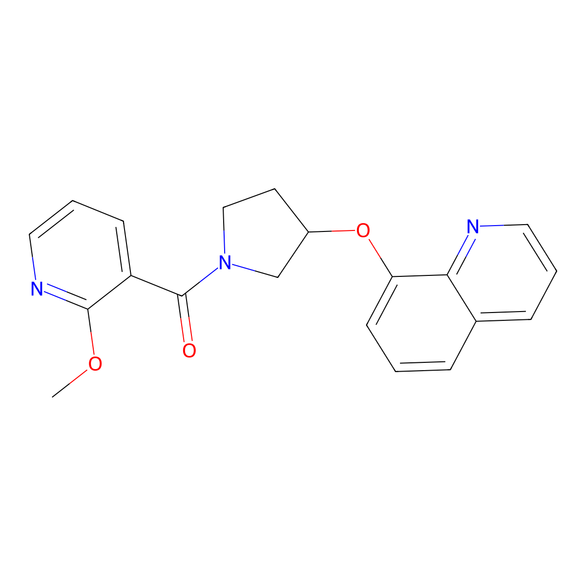 (2-Methoxypyridin-3-yl)(3-(quinolin-8-yloxy)pyrrolidin-1-yl)methanone molecular structure, CAS 1903403-32-6