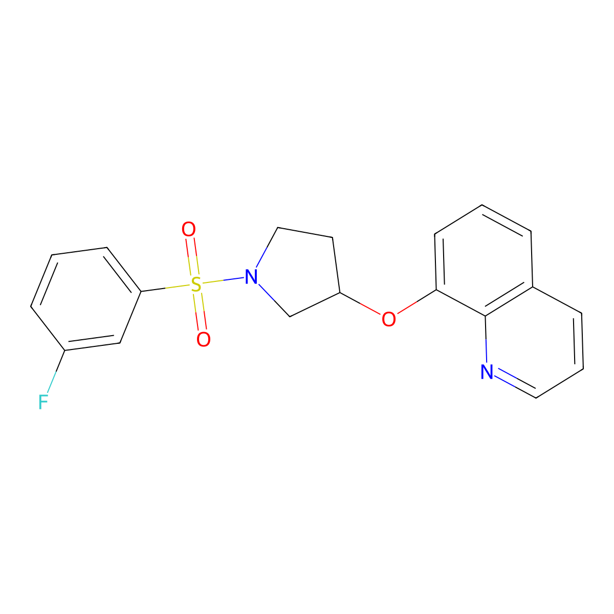 8-{[1-(3-Fluorobenzenesulfonyl)pyrrolidin-3-yl]oxy}quinoline molecular structure, CAS 1903404-45-4