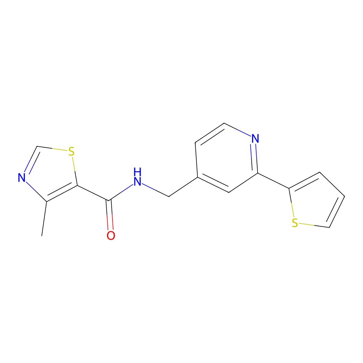 4-methyl-N-((2-(thiophen-2-yl)pyridin-4-yl)methyl)thiazole-5-carboxamide molecular structure, CAS 1903405-00-4