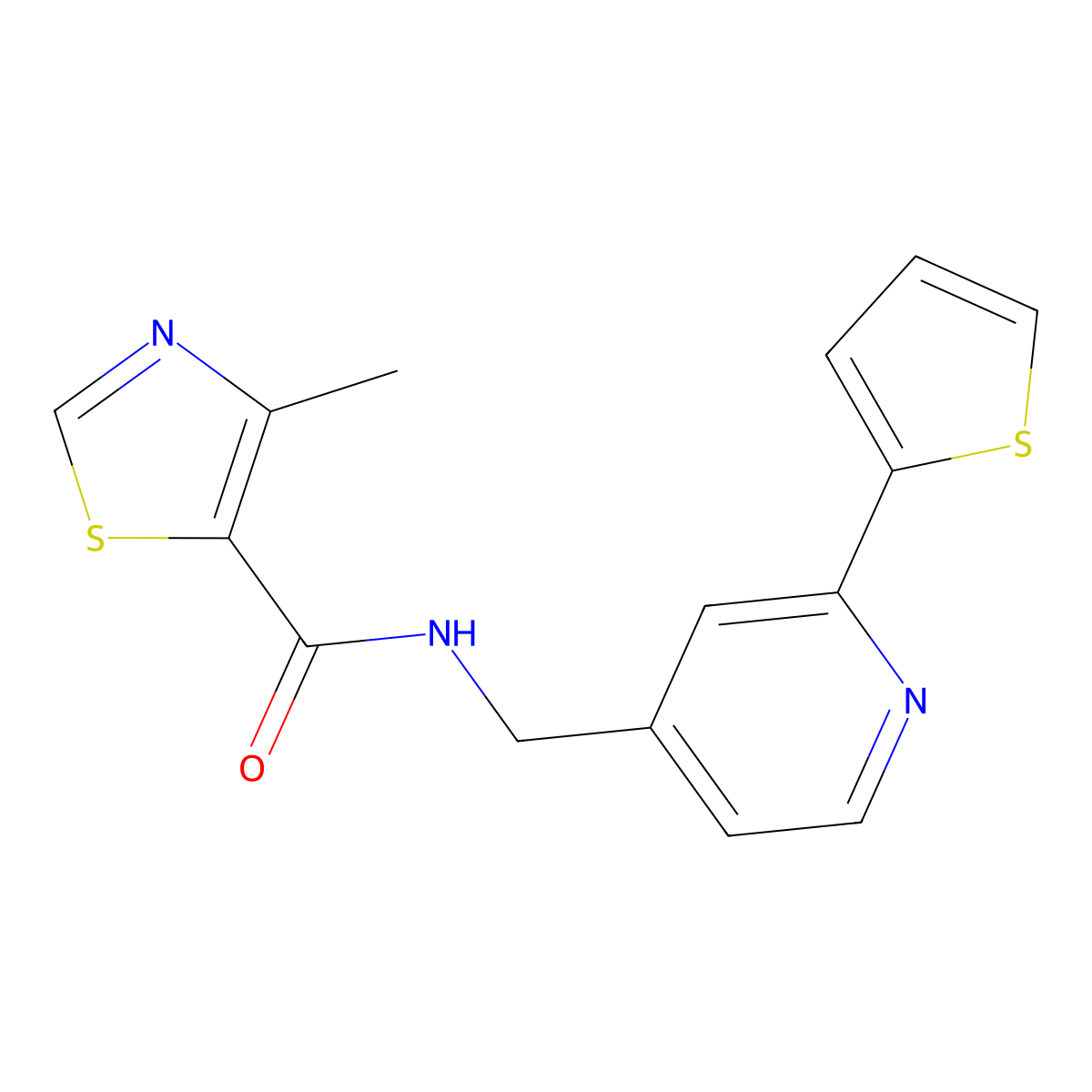 4-methyl-N-((2-(thiophen-2-yl)pyridin-4-yl)methyl)thiazole-5-carboxamide molecular structure, CAS 1903405-00-4
