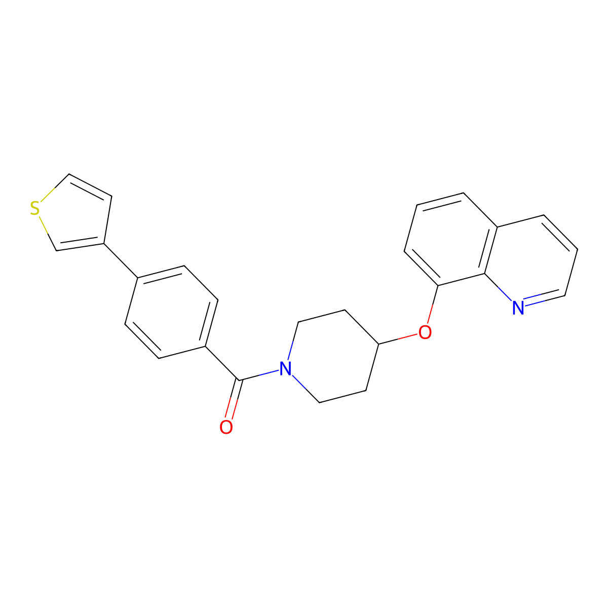 8-({1-[4-(Thiophen-3-yl)benzoyl]piperidin-4-yl}oxy)quinoline molecular structure, CAS 1903405-20-8