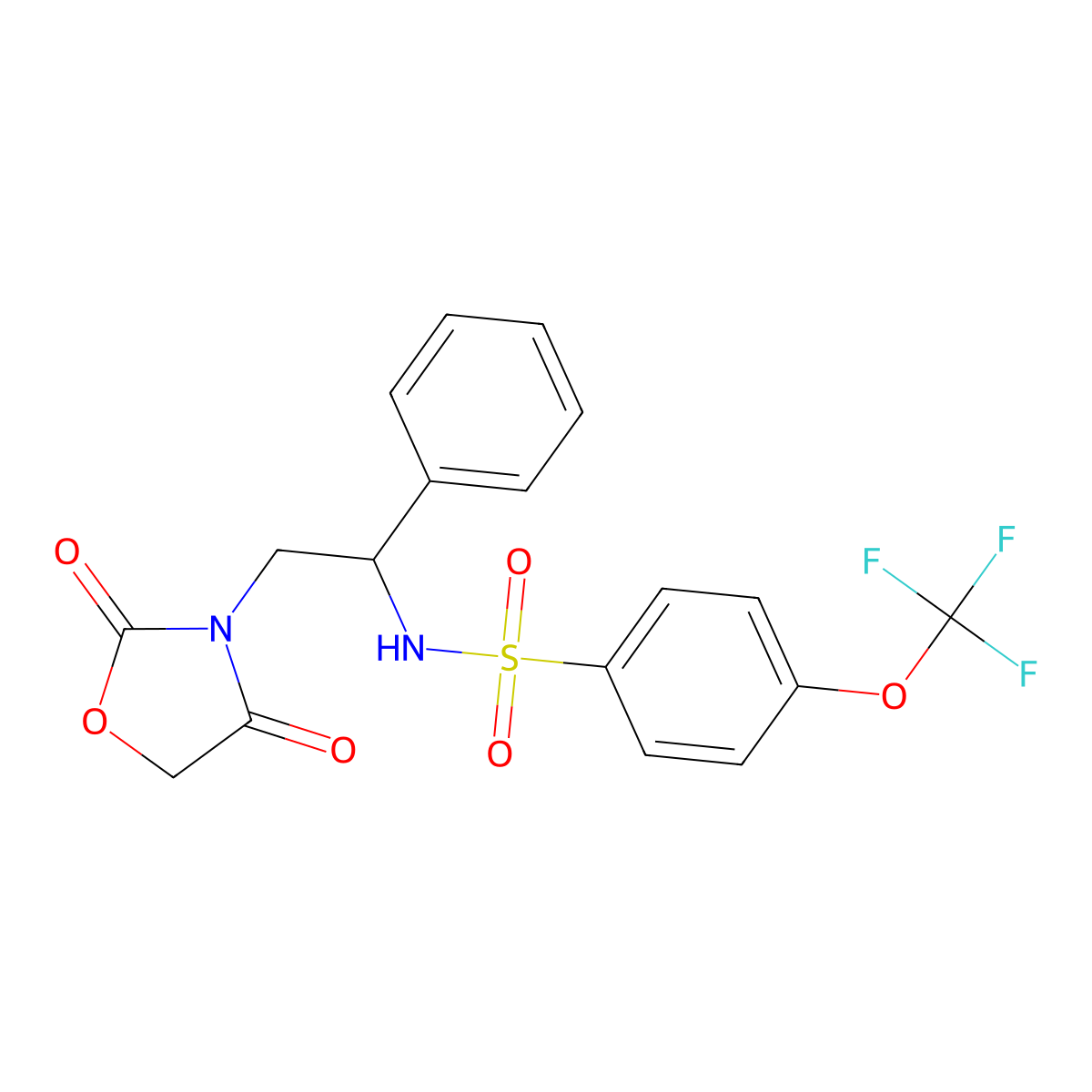 N-(2-(2,4-dioxooxazolidin-3-yl)-1-phenylethyl)-4-(trifluoromethoxy)benzenesulfonamide molecular structure, CAS 1903408-47-8