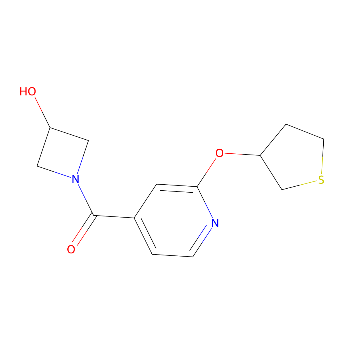(3-Hydroxyazetidin-1-yl)(2-((tetrahydrothiophen-3-yl)oxy)pyridin-4-yl)methanone molecular structure, CAS 1903410-36-5