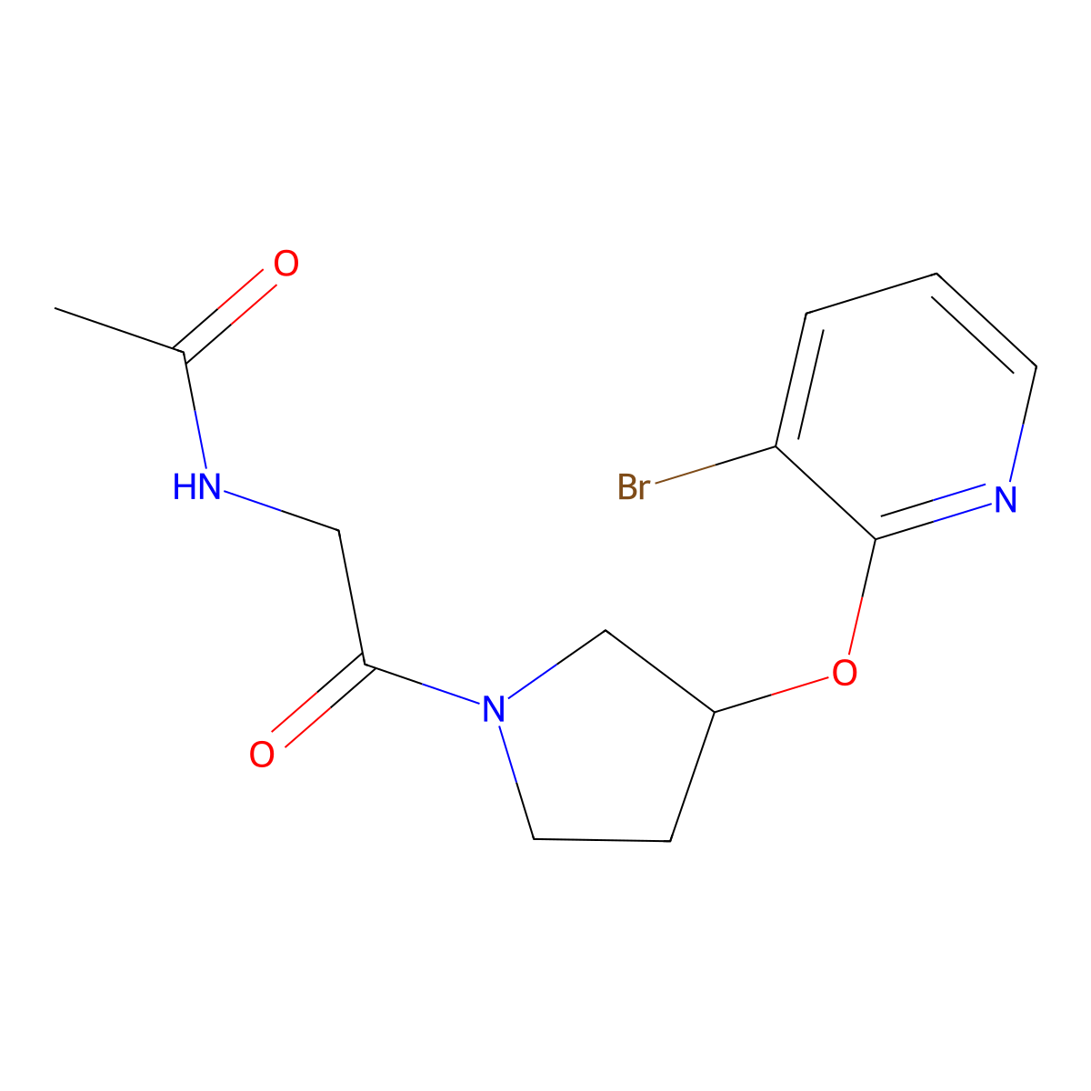 N-(2-(3-((3-bromopyridin-2-yl)oxy)pyrrolidin-1-yl)-2-oxoethyl)acetamide molecular structure, CAS 1903416-43-2