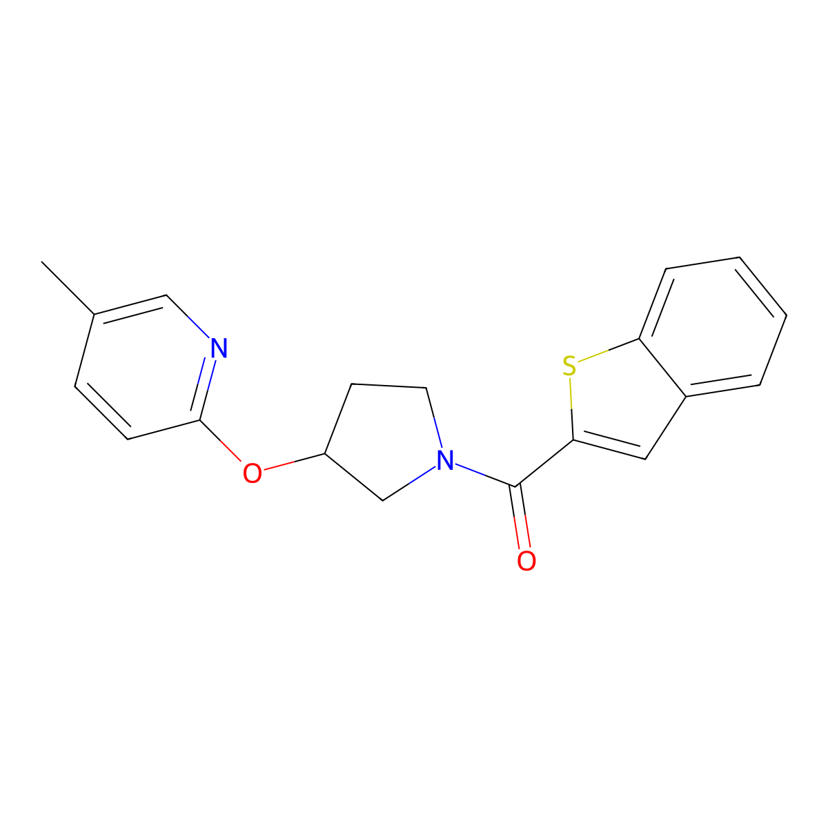 Benzo[b]thiophen-2-yl(3-((5-methylpyridin-2-yl)oxy)pyrrolidin-1-yl)methanone molecular structure, CAS 1903418-12-1