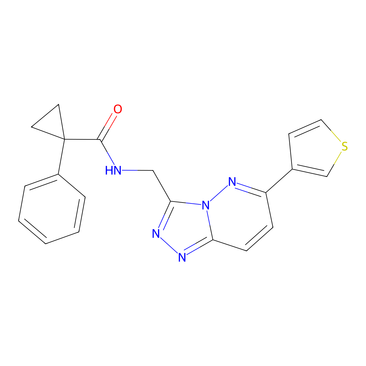 1-phenyl-N-((6-(thiophen-3-yl)-[1,2,4]triazolo[4,3-b]pyridazin-3-yl)methyl)cyclopropanecarboxamide molecular structure, CAS 1903419-12-4