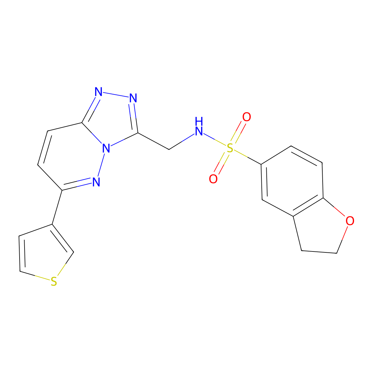 N-((6-(thiophen-3-yl)-[1,2,4]triazolo[4,3-b]pyridazin-3-yl)methyl)-2,3-dihydrobenzofuran-5-sulfonamide molecular structure, CAS 1903419-15-7