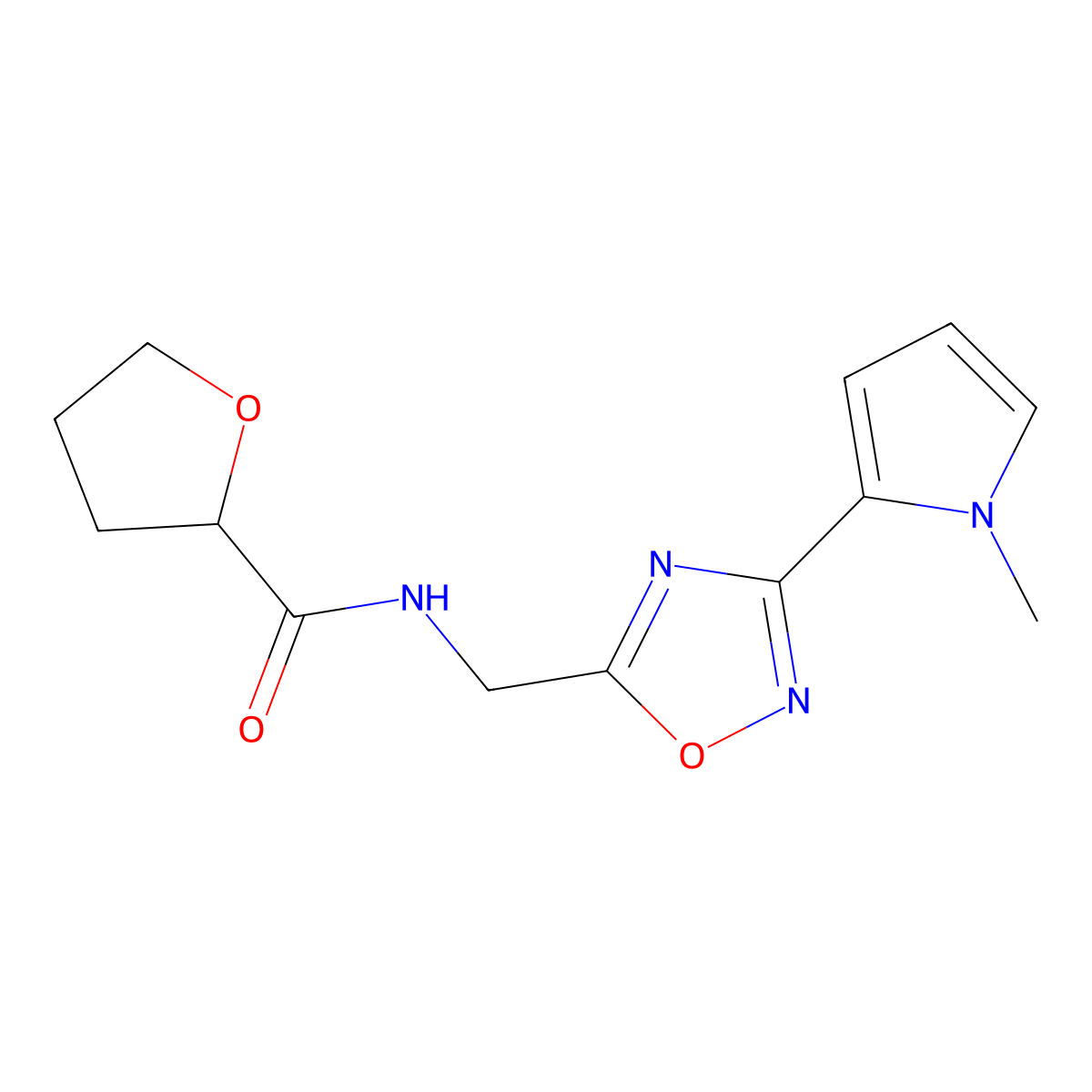 N-((3-(1-methyl-1H-pyrrol-2-yl)-1,2,4-oxadiazol-5-yl)methyl)tetrahydrofuran-2-carboxamide molecular structure, CAS 1903419-41-9