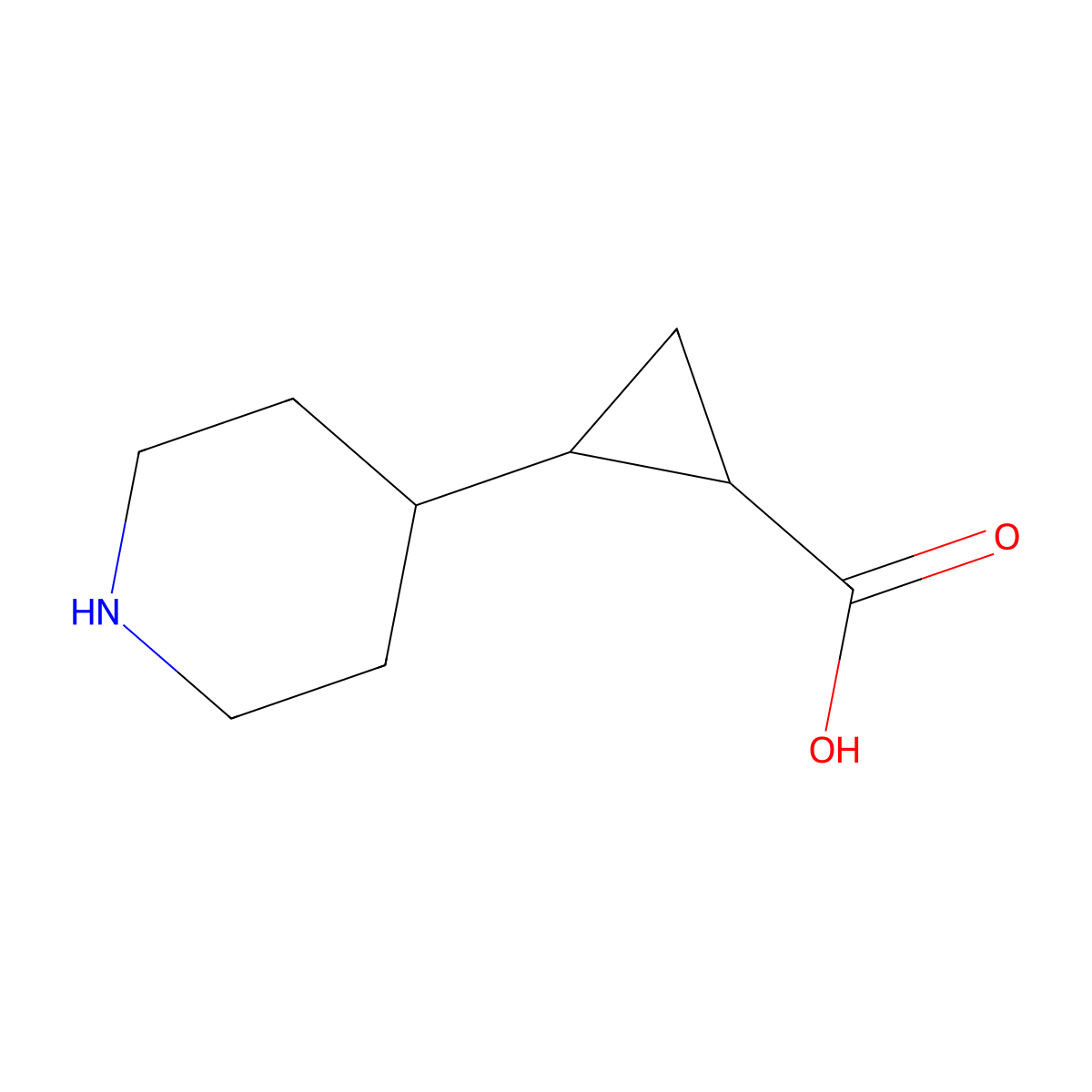 (1R,2S)-2-Piperidin-4-ylcyclopropane-1-carboxylic acid molecular structure, CAS 1903424-57-6