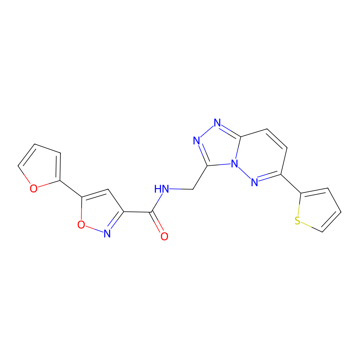 5-(furan-2-yl)-N-((6-(thiophen-2-yl)-[1,2,4]triazolo[4,3-b]pyridazin-3-yl)methyl)isoxazole-3-carboxamide molecular structure, CAS 1903425-35-3
