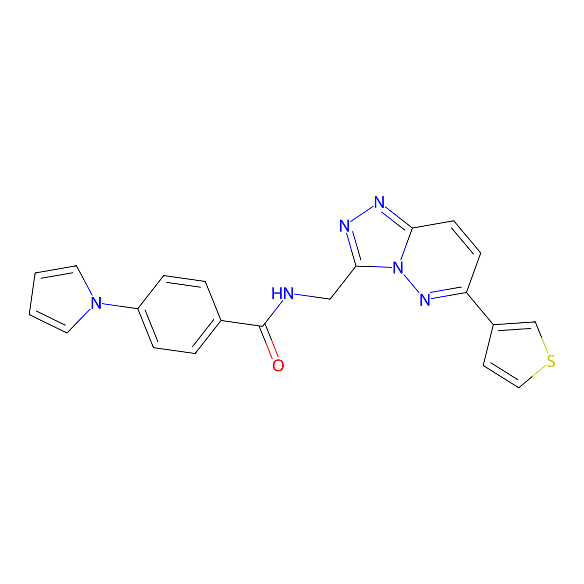 4-(1H-pyrrol-1-yl)-N-((6-(thiophen-3-yl)-[1,2,4]triazolo[4,3-b]pyridazin-3-yl)methyl)benzamide molecular structure, CAS 1903425-58-0