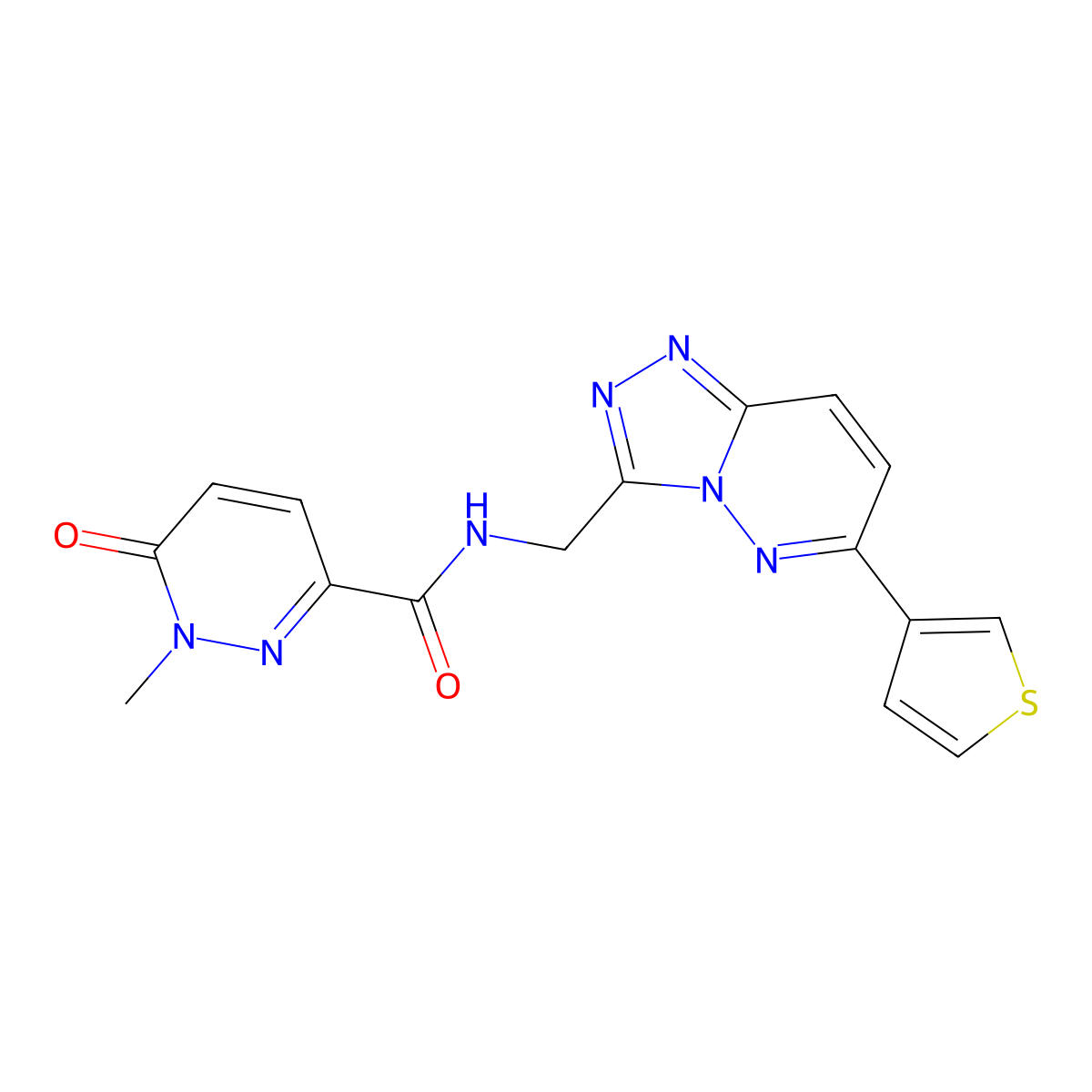1-methyl-6-oxo-N-{[6-(thiophen-3-yl)-[1,2,4]triazolo[4,3-b]pyridazin-3-yl]methyl}-1,6-dihydropyridazine-3-carboxamide molecular structure, CAS 1903425-68-2