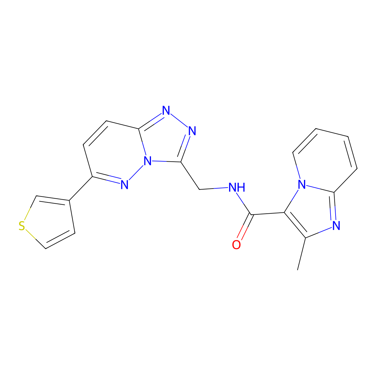 2-methyl-N-((6-(thiophen-3-yl)-[1,2,4]triazolo[4,3-b]pyridazin-3-yl)methyl)imidazo[1,2-a]pyridine-3-carboxamide molecular structure, CAS 1903425-81-9