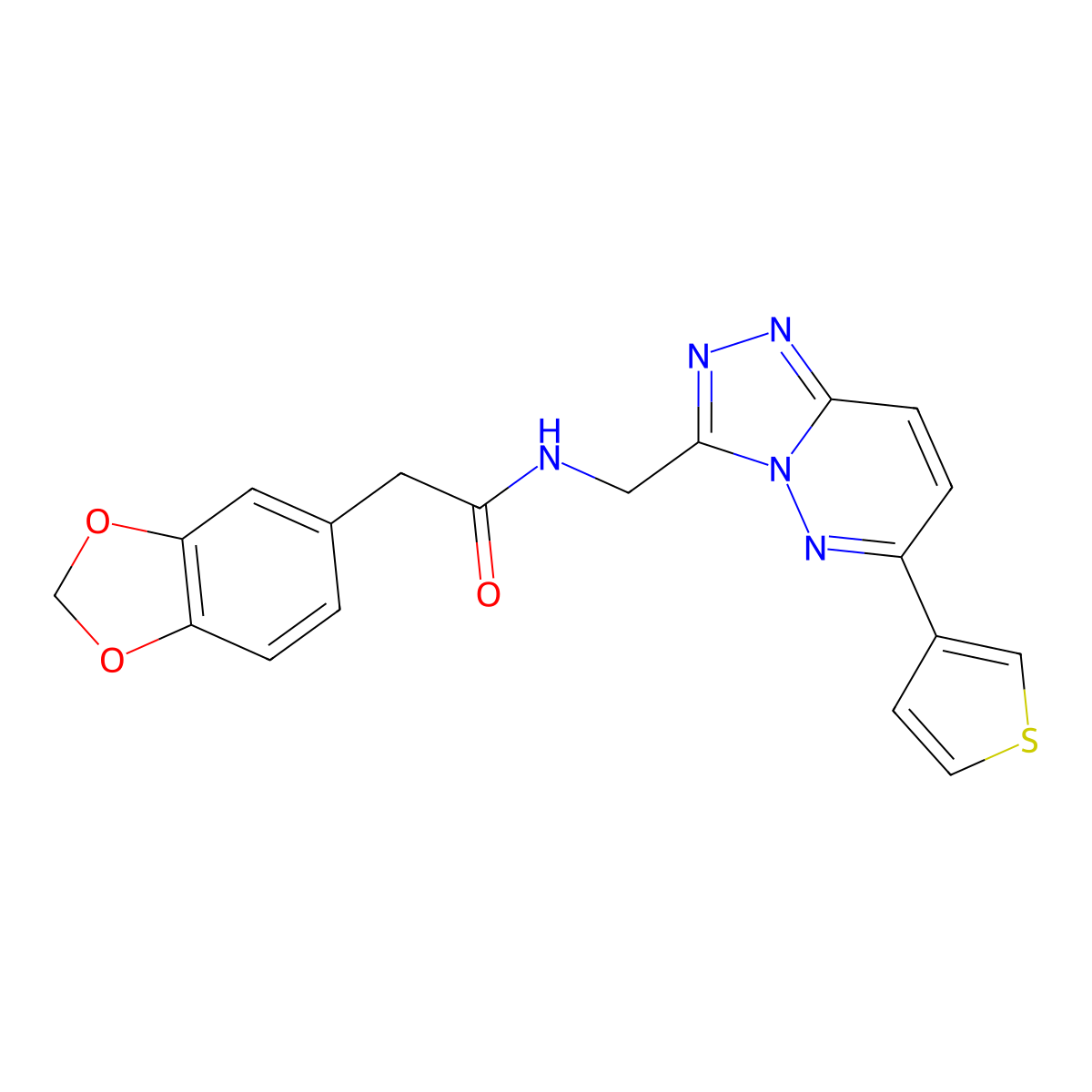 2-(benzo[d][1,3]dioxol-5-yl)-N-((6-(thiophen-3-yl)-[1,2,4]triazolo[4,3-b]pyridazin-3-yl)methyl)acetamide molecular structure, CAS 1903425-90-0
